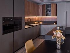 Cuisine d'angle moderne avec îlot de cuisson AluX 01 outlet