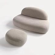 Scoop upholstered fabric ottoman