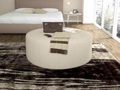 Pouf rond, bas et large en tissu Cherie