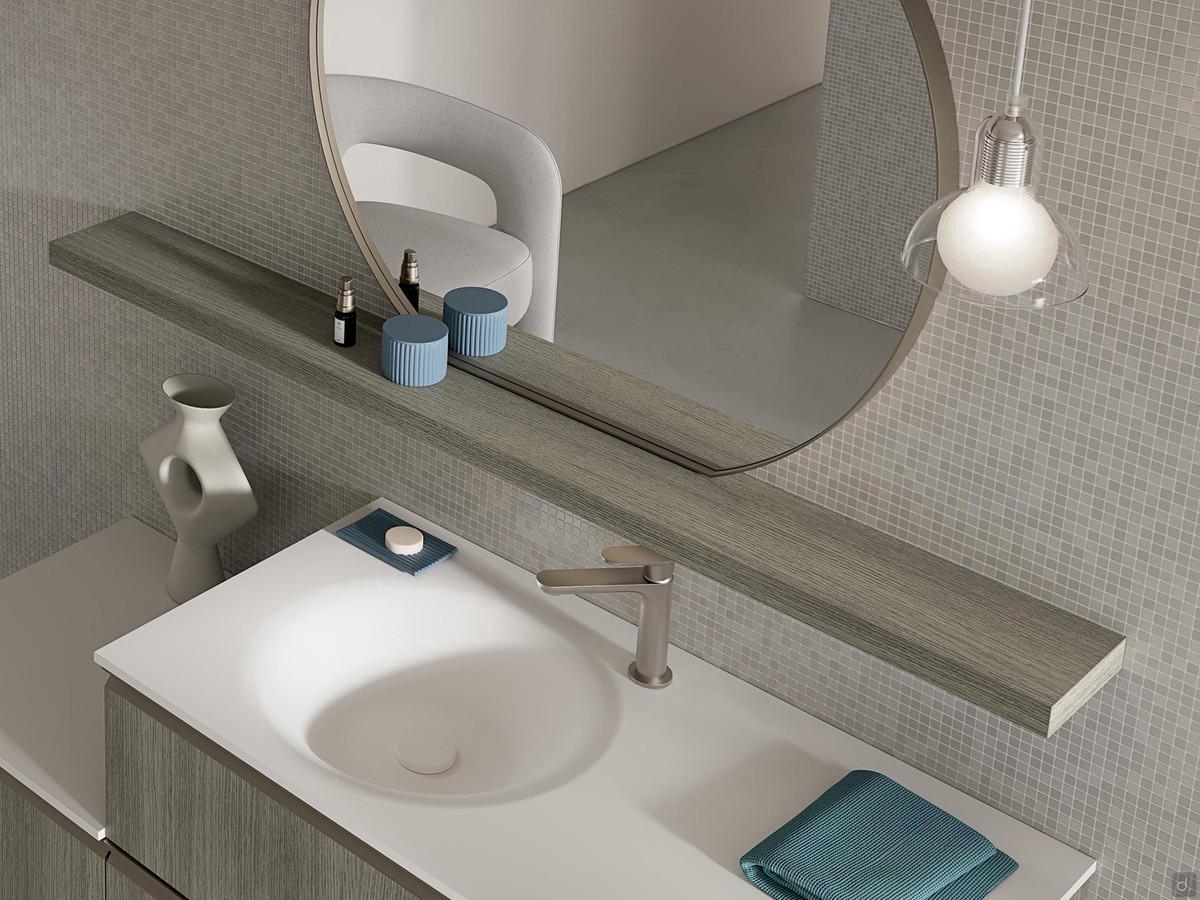 Etagère sur mesure Atlantic Frame 3,5 cm d'épaisseur et 16 cm de profondeur, en mélaminé effet bois Pepper assorti au mobilier de la salle de bain