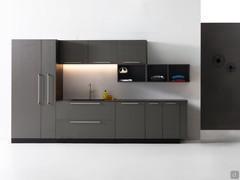 Exemple de buanderie moderne Oasis avec colonne, lavabo, éléments muraux et meuble de rangement pour lave-linge