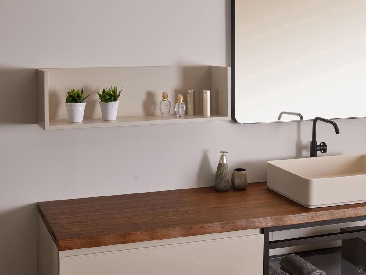 Etagère de salle de bain avec panneau arrière Atlantic / Frame - largeur cm 85 p.20,8 in laqué mat K2 Thala-Ru