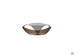 Quiet Table basse avec plateau en verre fumé transparent incurvé et base en bois en essence de noyer canaletto