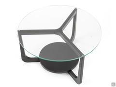 Détails de la structure en wengé de la table basse Allen