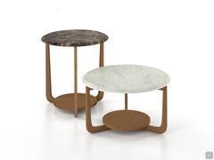 Paires de tables basses Allen en noyer avec plateau en marbre