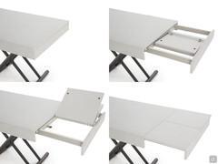 Détail du mécanisme de rallonge de la table transformable et extensible Alexader