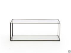Table basse rectangulaire Coby en métal verni Graphite avec plateau en verre transparent extra-clair