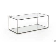 Table basse rectangulaire Coby avec deux plateaux d'appui en verre