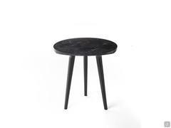 Leander Table basse avec plateau rond en marbre Marquinia Noir