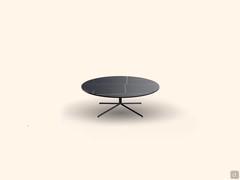 Cursus Table basse avec plateau rond de 100 cm de diamètre en céramique sahara noir mat et base fine en métal peint en noir
