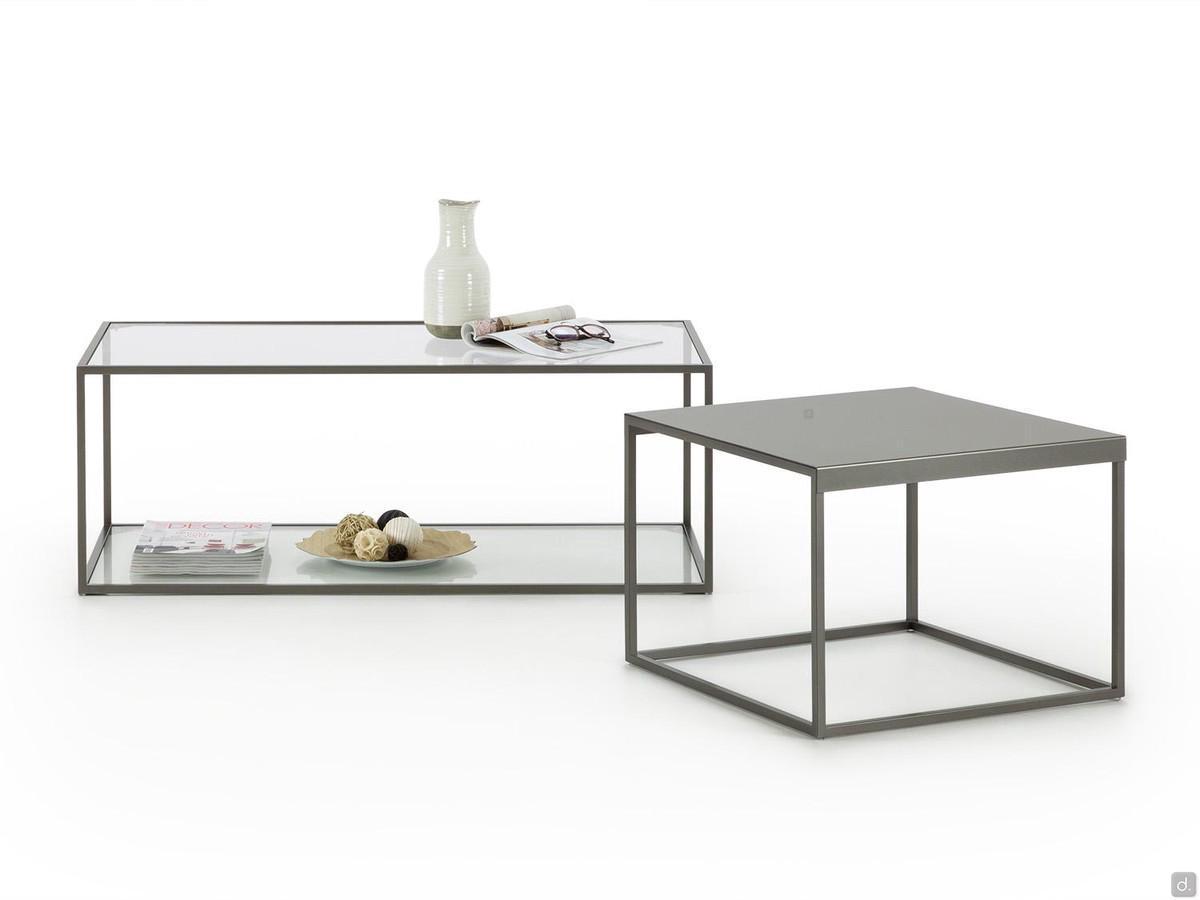 Paire de tables basses Coby avec plateau en teinte ou en verre