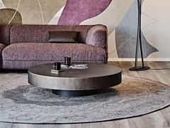 Table basse ronde en acier Arena de Cattelan en finition Brushed Grey