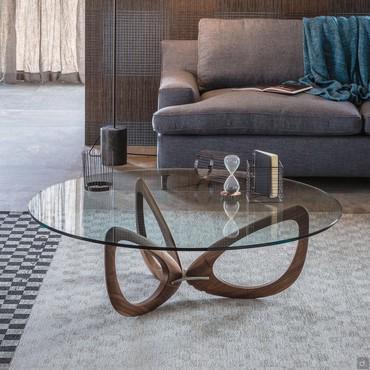 Table basse design avec base en bois Helix par Cattelan