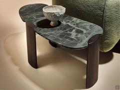 Table d'appoint Reef pour canapé, hauteur 40 cm, plateau en marbre vert silva