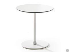 Table basse Alias pour bureau espace détente en modèle rond haut - plateau en stratifié HPL blanc