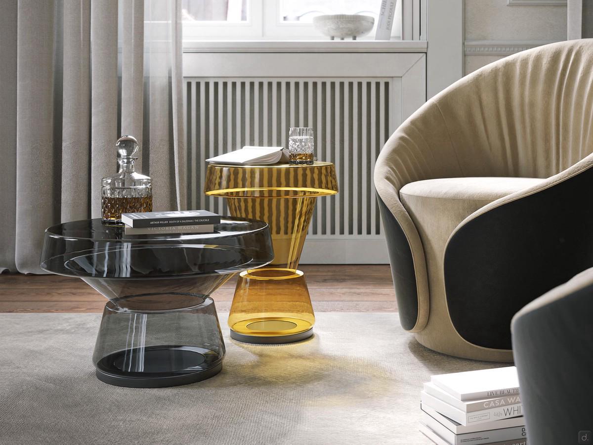 Itaca se présente comme un complément de design pur, dicté par sa structure de formes géométriques superposées, parfait pour les salons raffinés et minimalistes.