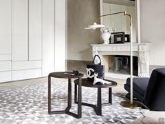 Paire de tables basses rondes de hauteurs différentes Kentucky en chêne thermotraité