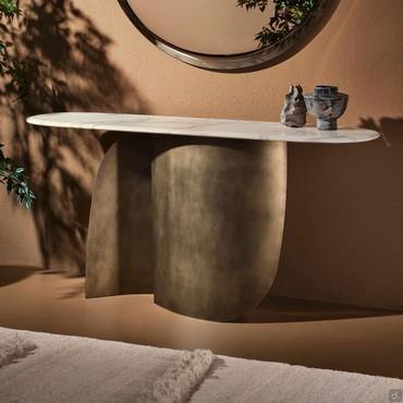 Table console avec piètement en métal fin Indigo