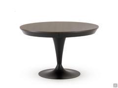 Table ronde à rallonge Elio avec plateau en mélamine (finition non disponible) et structure en métal peint