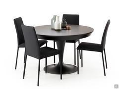 Table ronde à rallonge Elio avec base centrale en métal peint en noir mat