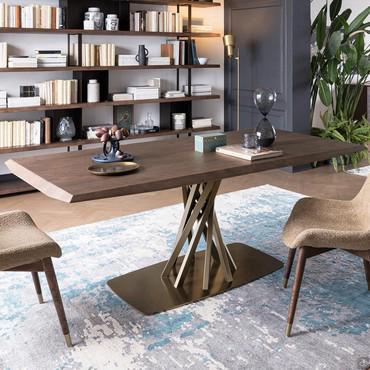 Table à rallonge en bois avec piètement en spirale Belize