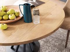 Plateau en bois de chêne massif de 4 cm d'épaisseur - rond fixe à partir de cm Ø110-120-130-140-160 ou extensible en essence de bois jusqu'à plus de 2 mètres