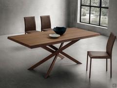 Table rectangulaire fixe Argus en essence bois de noyer en écorcé