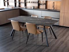 Table à manger 6 places Jason dans sa version rectangulaire arrondie plateau HPL