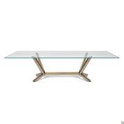 Table rectangulaire Planer de Cattelan avec plateau en verre cristal extraclair transparent avec bordures biseautées