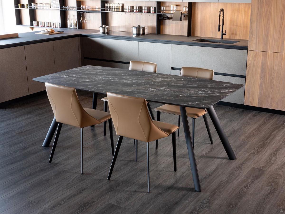 Table à manger 6 places Jason dans sa version rectangulaire arrondie plateau HPL