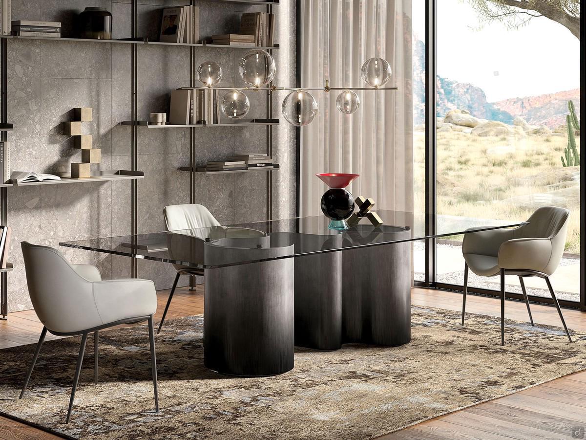 Table Papel de Cattelan avec plateau rectangulaire en verre et base design
