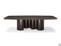 Table Papel de Cattelan avec chants en bois mdf laqué bronze brossé mat