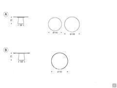 A) Table Rado de Cattelan avec plateau en pierre Keramik simple B) Table Rado de Cattelan avec plateau en pierre Keramik aux angles arrondis et sous plateau en bois mdf laqué mat arrondi
