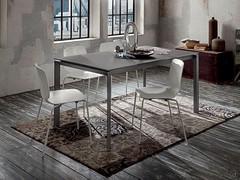 Table Hermione avec plateau en verre trempé laqué gris mat