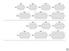 Table d'art avec plateau en pierre céramique - Schèma place table
