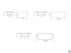 Table à raboter de Cattelan - Diagrammes et dimensions des modèles avec essence de plateau en bois