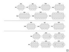 Table Ax avec plateau en pierre céramique - Schèma place table