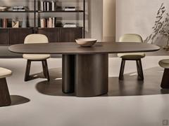 Table de masse avec plateau et base assortis, tous deux en frêne massif teinté Moka