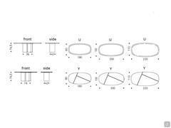 Diagrammes et dimensions de la table Papelito de Cattelan dans la version avec plateau en bois