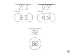 Diagramme de positionnement des pieds de la table Birkey avec plateau cylindrique et rond