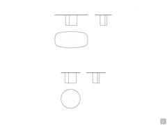 Schéma de positionnement des pieds sur la table Mass avec plateau cylindrique ou rond