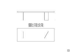 Diagrammes de table en versions 250 et 300 cm avec deux pieds