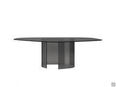 Table design en verre martelé Source - couleur fumée