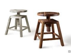 Baiko Tabouret en bois massif réglable de 42 à 59 cm