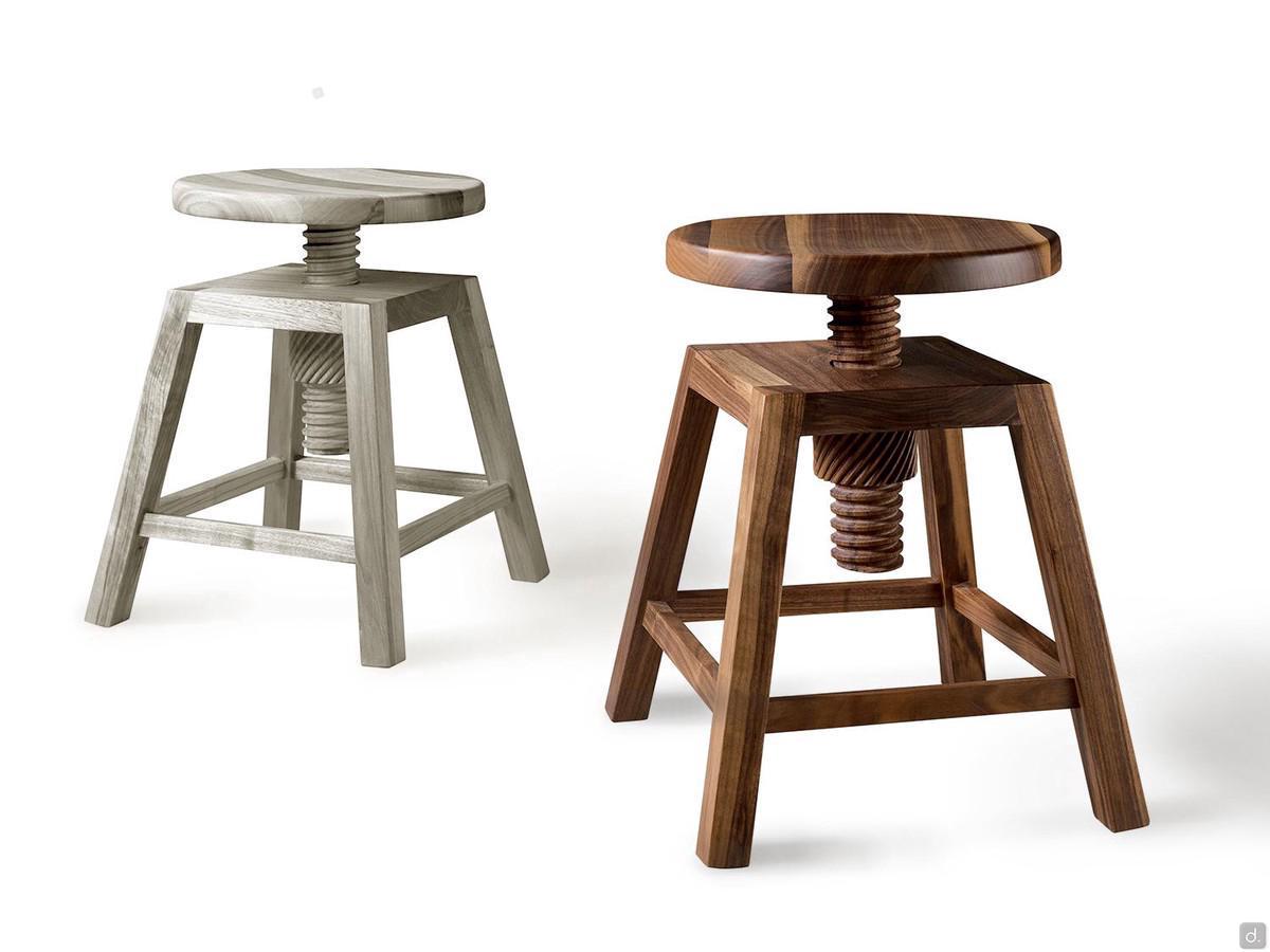 Baiko Tabouret en bois massif réglable de 42 à 59 cm
