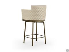 Vue arrière du tabouret Evora à 4 pieds fixes, ici proposé dans la variante avec dossier matelassé diamant