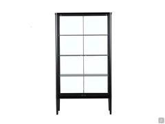 Vue de face de la vitrine Epoch dans sa version double face en frêne noir