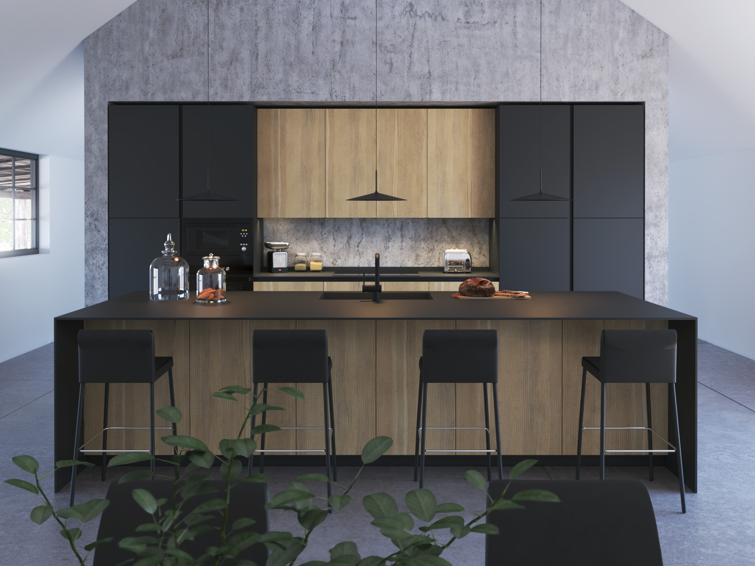 KLab 04 made to measure kitchen with island with seating for 4