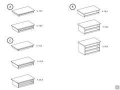 A) portapantaloni e portapantaloni con vaschetta portaoggetti - B) raster portacamicie estraibile - C) vassoio estraibile