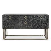 Lussuosa credenza con ante e cassetti Voyage in finitura perla nero spatolato
